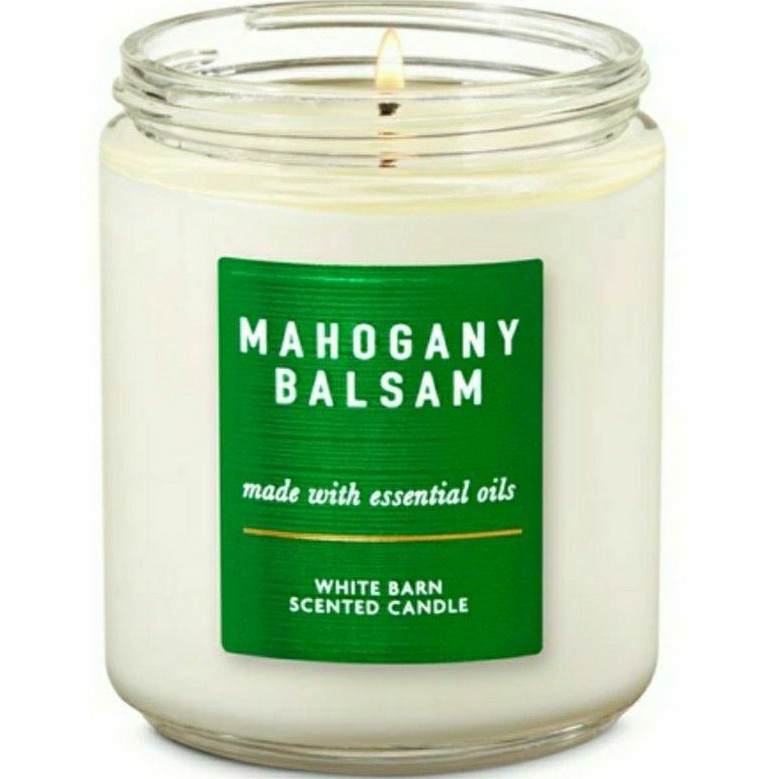 BATH &amp; BODY WORKS BBW MAHOGANY BALSAM 1-WICK SCENTED CANDLE 198 G