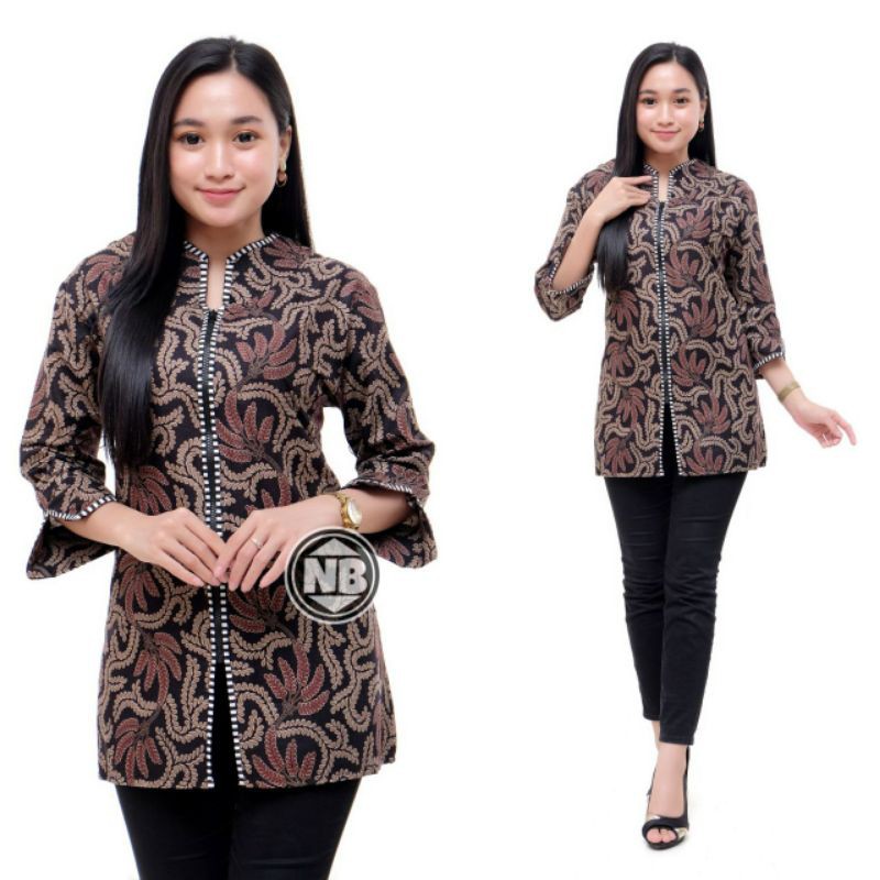 tey-17 Batik wanita ASJ SA HRB026 Kenongo Kemeja Tosca Pendek-9