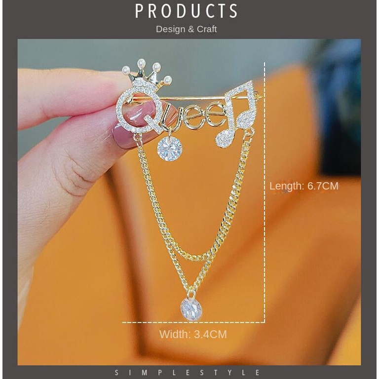 Bros Pin Desain Tulisan Aksen Rumbai Gaya Korea Untuk Wanita