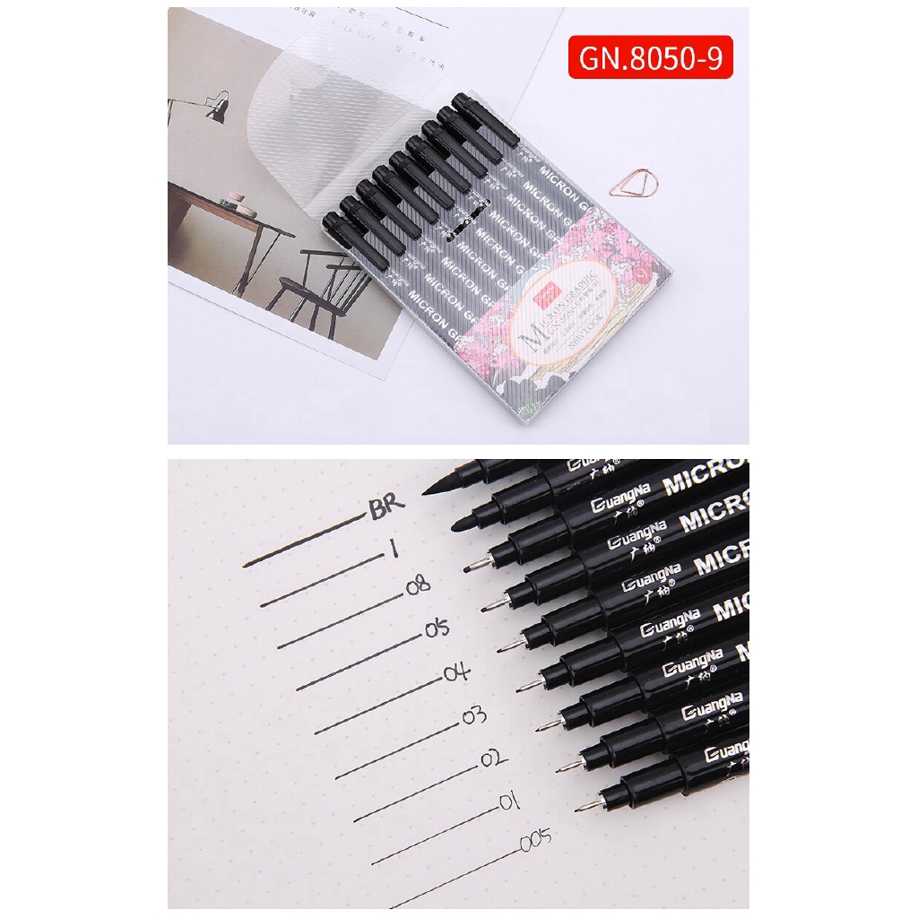 12pcs/set Waterproof Fade Proof Micron PenTip Fine Liner Black Sketch Water Marker Pen for Manga