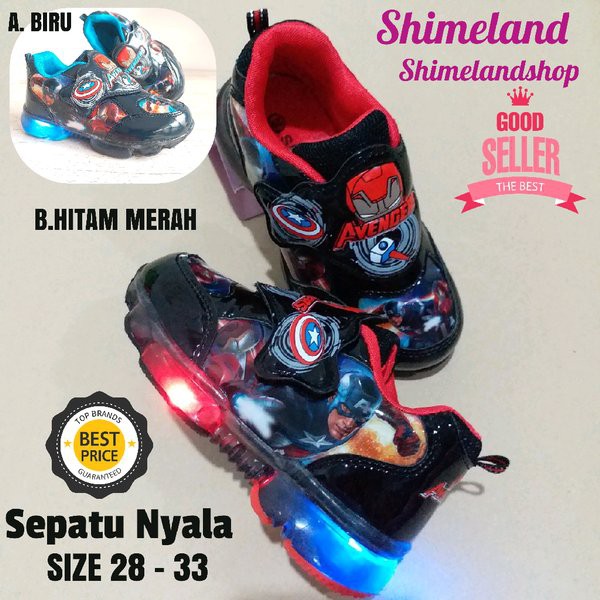 LARIS -    SEPATU ANAK LAMPU LED SNEAKERS NYALA AVENGERS KADO ANAK LAKI-LAKI
