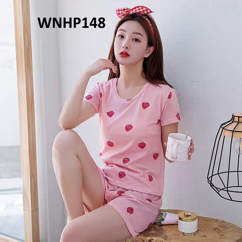 Baju Tidur Wanita Strawberry Pink