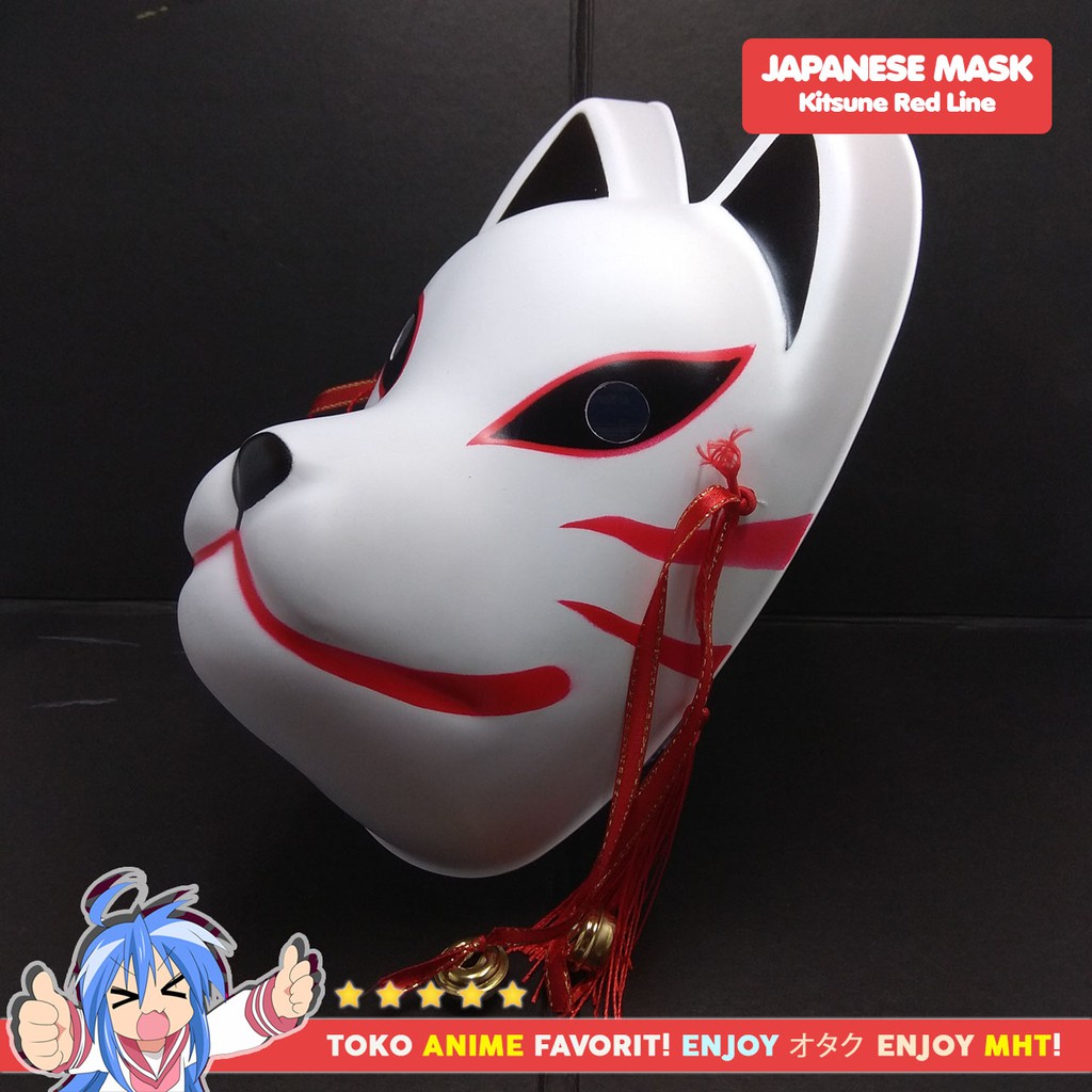 Topeng Anime Jepang Rubah Kitsune Red Line Mask Cosplay