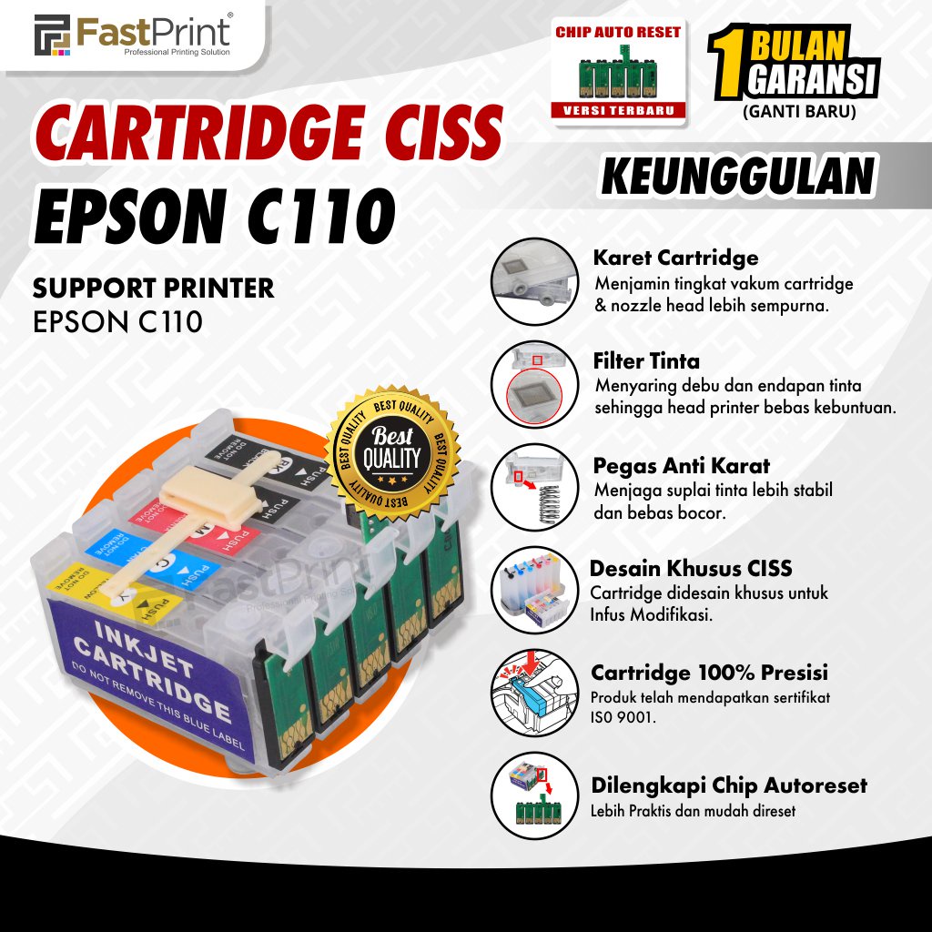 CARTRIDGE CISS T731 T734 EPSON C110 (KHUSUS MODIF) Chip Gabung