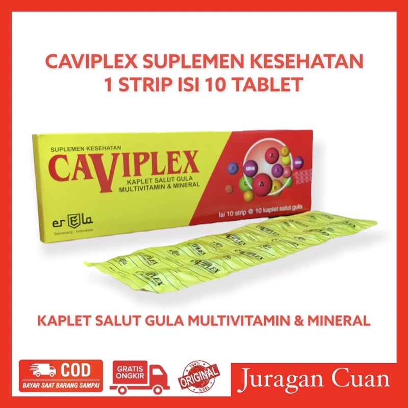 CAVIPLEX SUPLEMEN KESEHATAN MULTIVITAMIN 1 STRIP ISI 10 VITAMIN A B C D E MINERAL