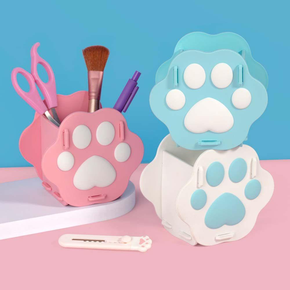 Agustina Tempat Pulpen Cakar Kucing Lucu Multi Purpose Use Desktop Storage Box Pink Biru Putih Perlengkapan Kantor Sekolah Cat Claw Aksesoris Meja