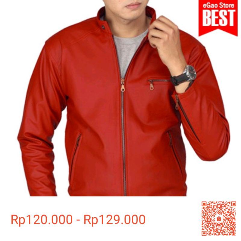 jaket semi kulit pria sintetis casual