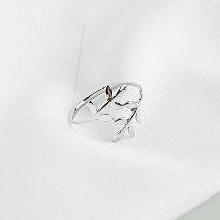 Cincin Charms Olive Tree Branch Leaves Open Ring Wedding Rings Adjustable Jewelry -PD