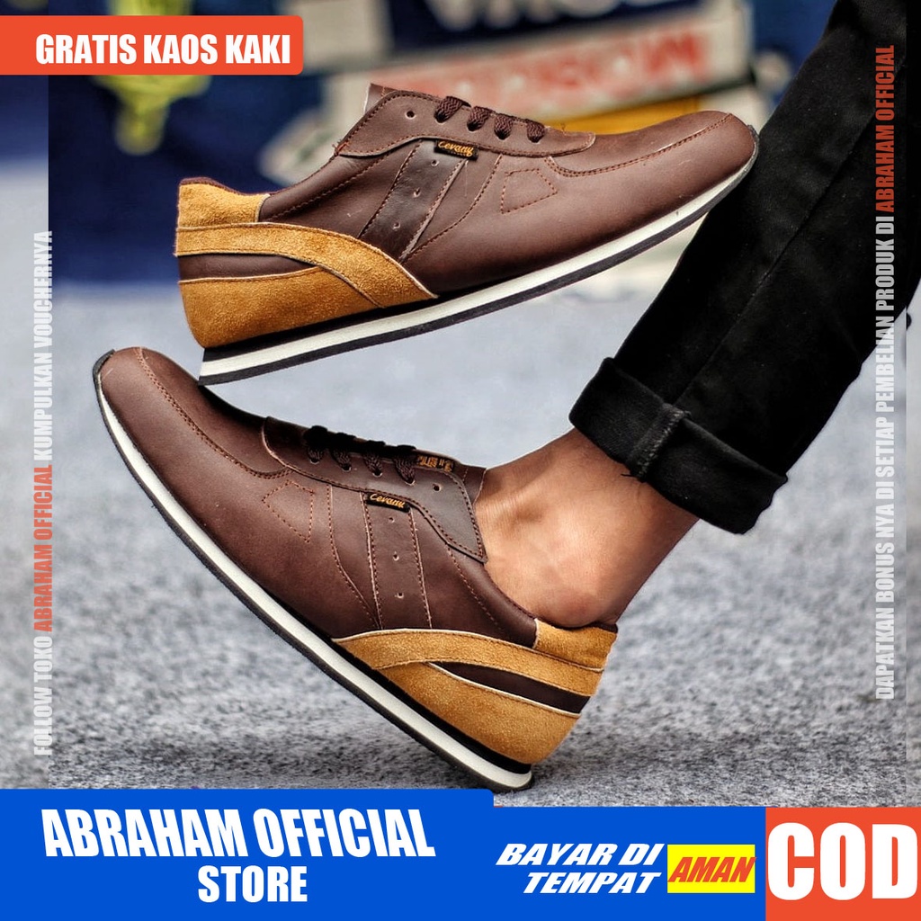 ABRHM JELAL Sepatu Casual Sneakers Pria Sepatu Pria Casual Sneaker Kulit Asli Sepatu Cowok/Cowo Ori Sepatu Kasual Semi Formal Kerja Running Kuliah Gaya Santai Keren Kekinian Original Murah Terlaris