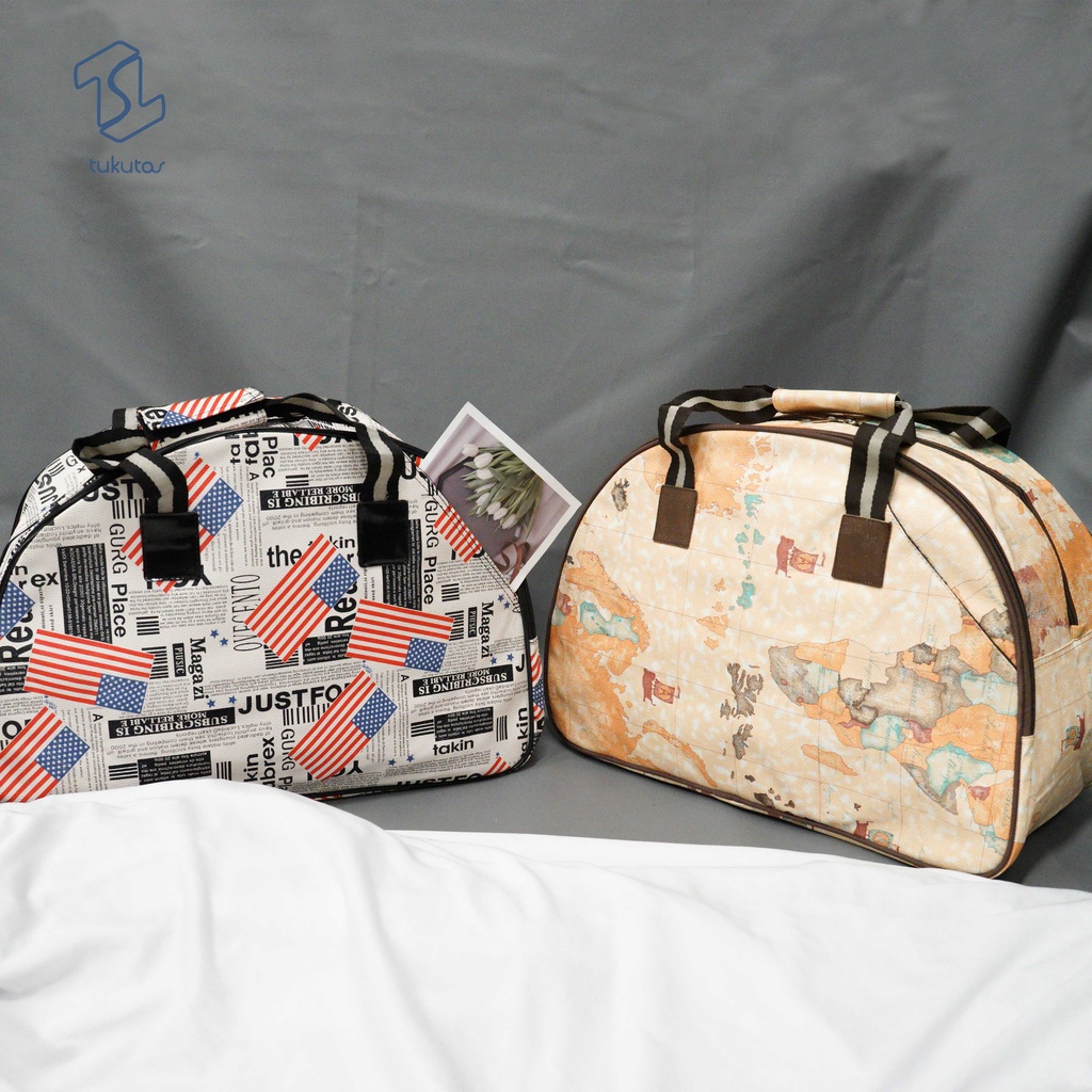 TAS TRAVEL MOTIF SPON TAS PAKAIAN TAS DUFFEL TAS WANITA UNISEX BAHAN SPON IMPOR [TP. MOTIF.SPON ]