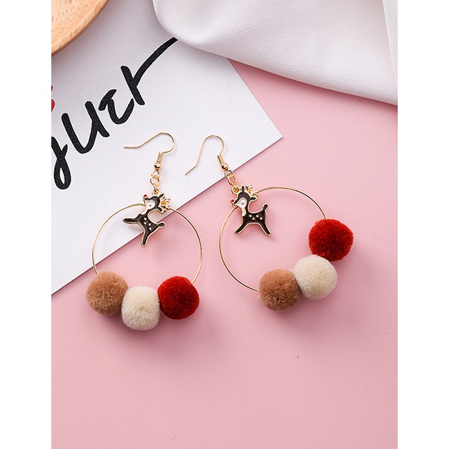 LRC Anting Gantung Fashion Multi-color Fully Ball Decorated Earrings