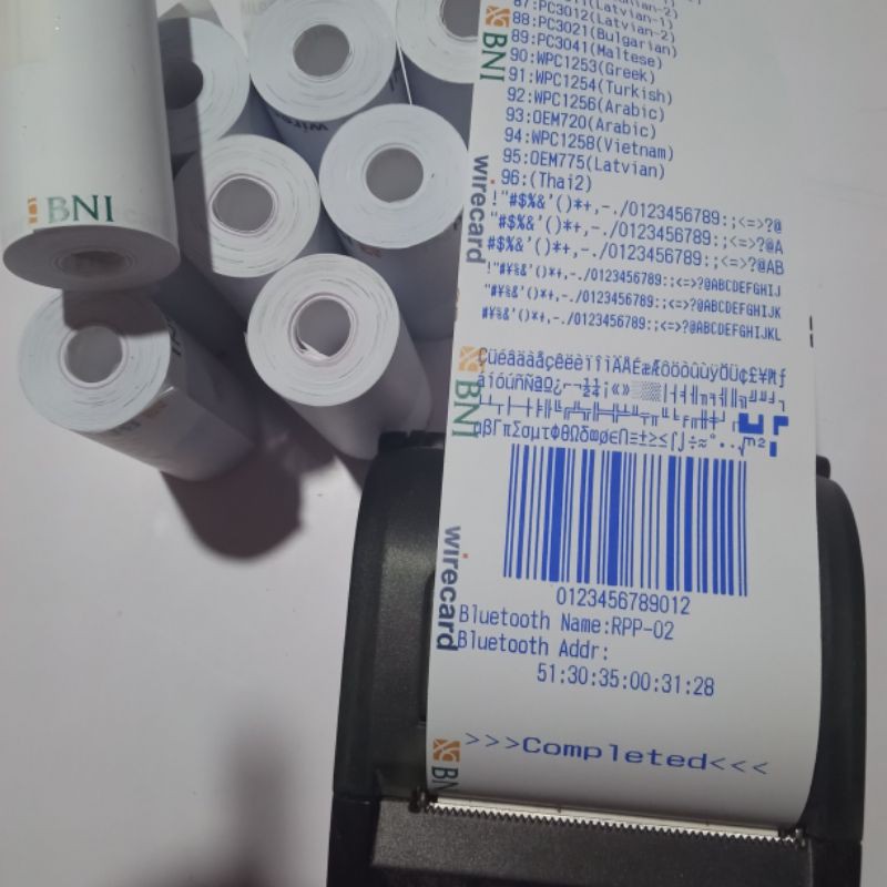

kertas termal termurah logo BNI wirecard ukuran 57 x30
