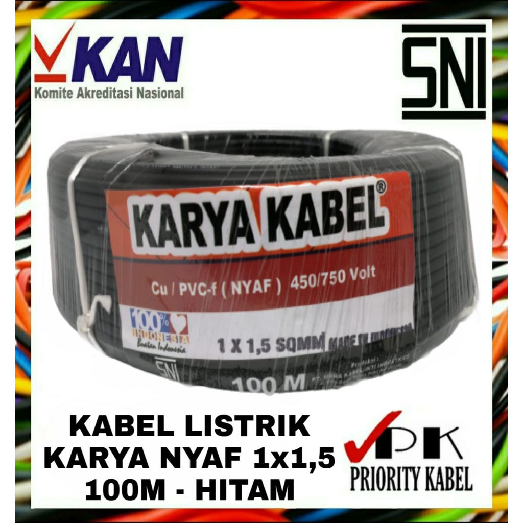 Kabel Listrik Serabut KARYA NYAF 1x1,5 1x1.5 100 meter (100m)