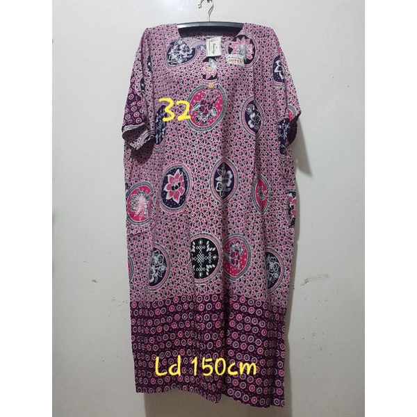 YULI - Daster kencana ungu  L5 JUMBO LD 135-150 CM PB 107 CM BATIK KU LEBEL PUTIH(KUP)-No 32