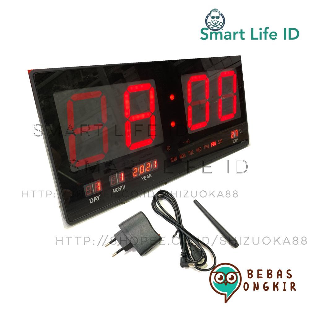 Jam Dinding LED Digital Alarm Clock Jam Meja Dekorasi Hiasan Dinding Rumah XY 4622 1 / 4622-1 Merah