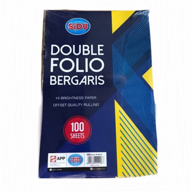 

Kertas Double Folio Garis SIDU/Kertas Folio Bergaris Isi 100 Lembar