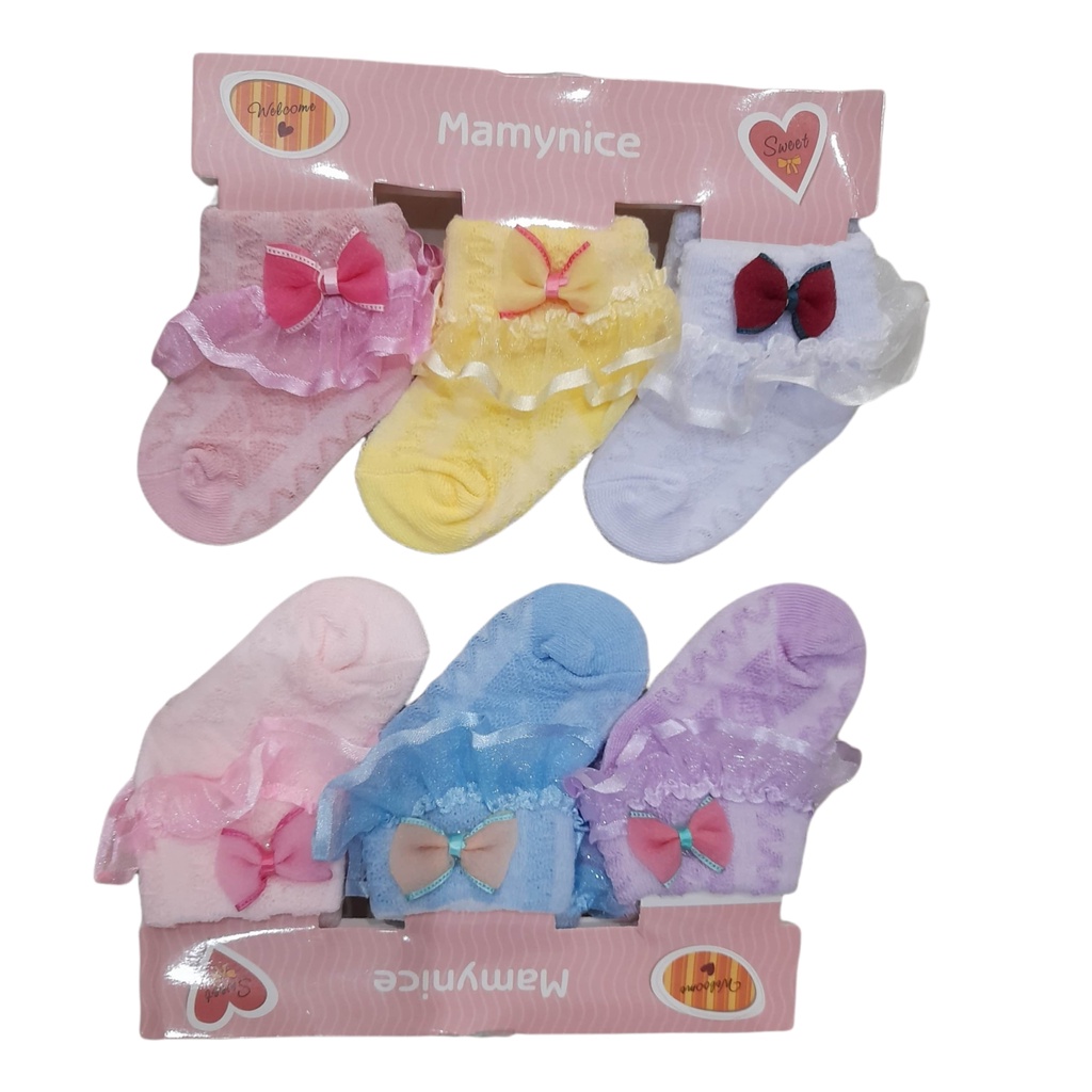 Kaos Kaki Bayi Perempuan Motif Renda Isi 3 Pcs