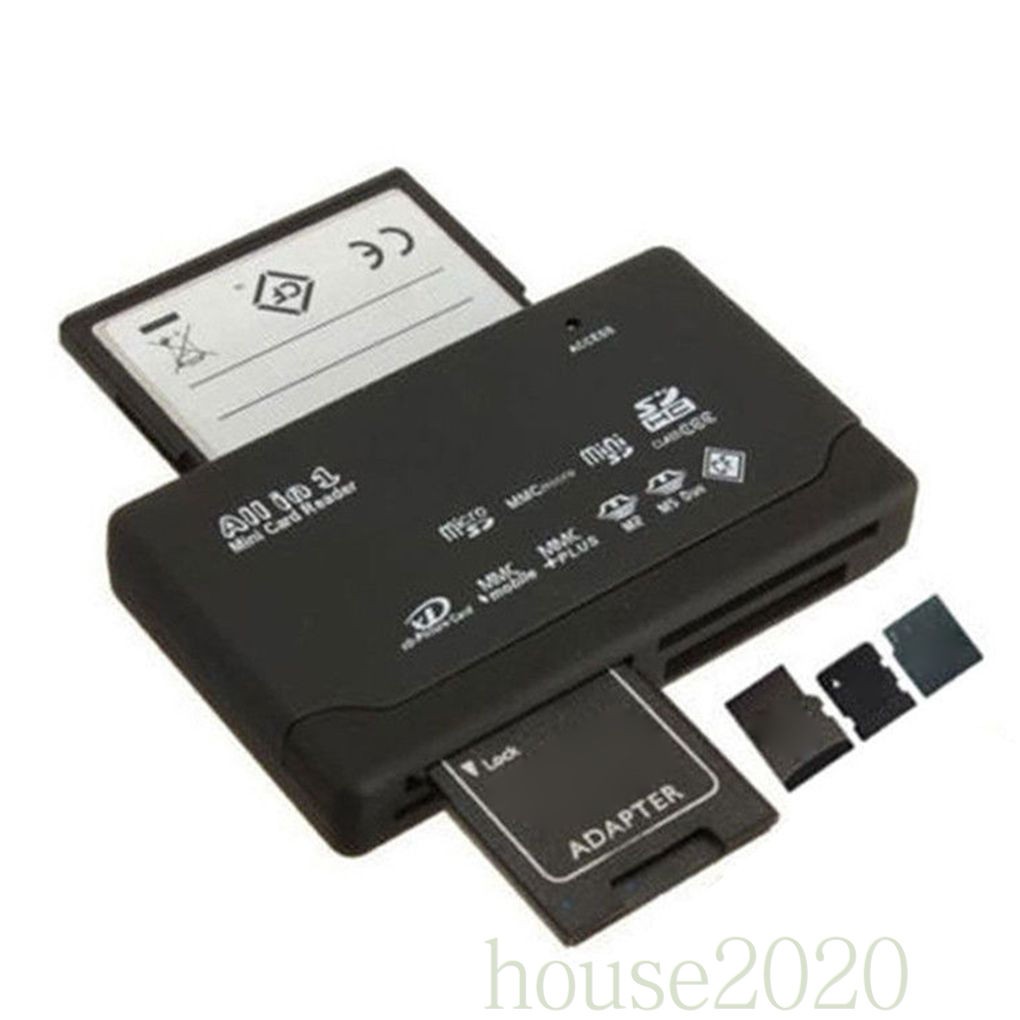 (Ready Stock) Adaptor Pembaca Kartu Sd All In One Mendukung Tf Cf Sd Mini Sd Sdhc Mmc Ms Xd Usb 2.0