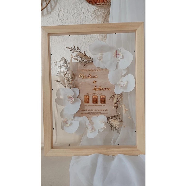 MAHAR PERNIKAHAN NAMA TIMBUL AKRILIK TRANSPARAN  30X30 Mahar Rustic / Frame mahar rustic / Mahar