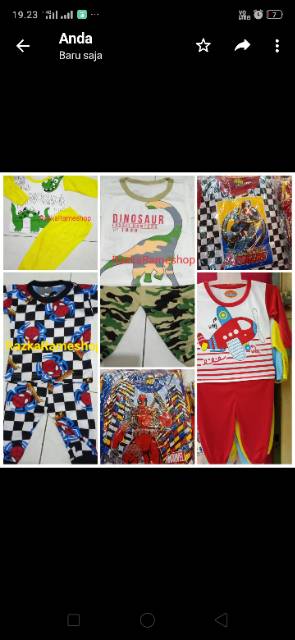 PIYAMA ANAK BAJU TIDUR ANAK KARAKTER 0-2THN