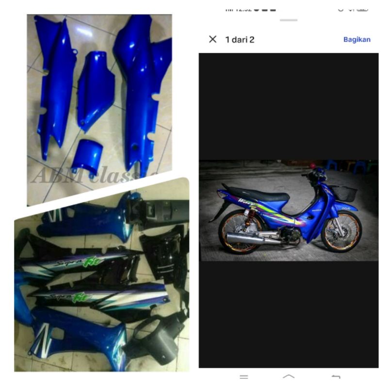 cover body Supra x lama fit lama full set kasar dan halus warna biru