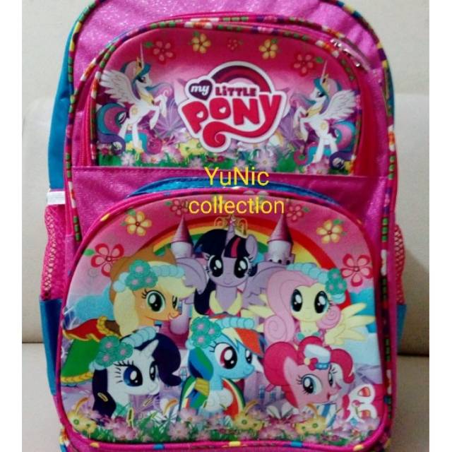Tas Ransel Backpack SD.Ransel Tas Punggung SD Little Pony Bahan Glitter Bagus Berkualitas.