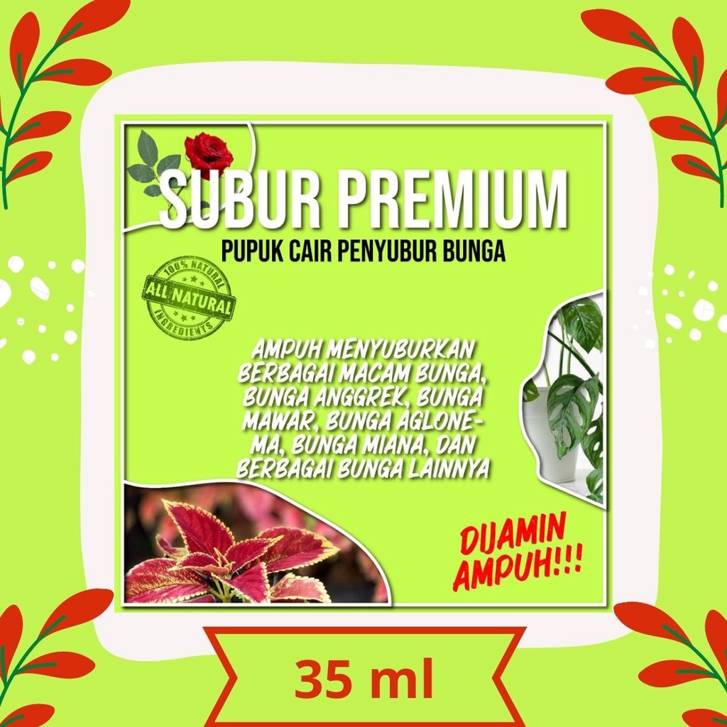 SUBUR PREMIUM 35ML / Obat Pupuk Organik Penyubur Pelebat Bunga Gemuk Super Aktif Eco Farming Origina