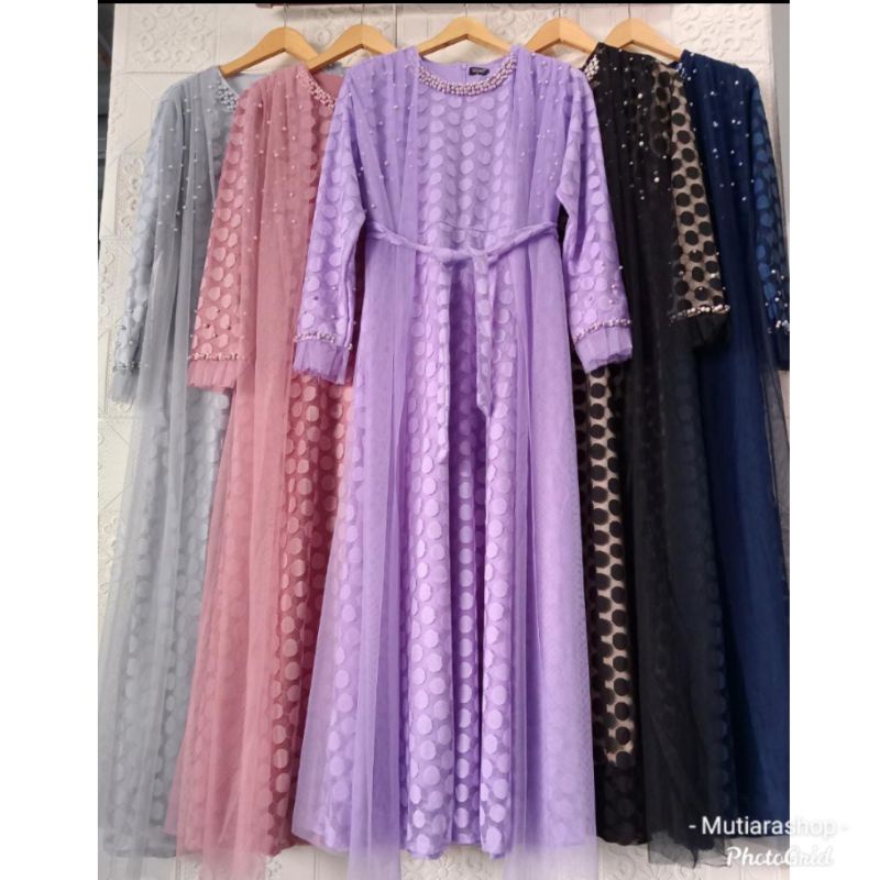 Maxi dress brokat tile import