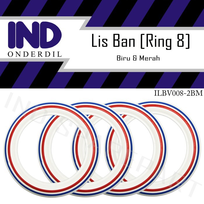 Dijual Karet Lis-List Ban Vespa Motor Matic-Bebek Ring 8-WhiteWall Biru-Merah Murah