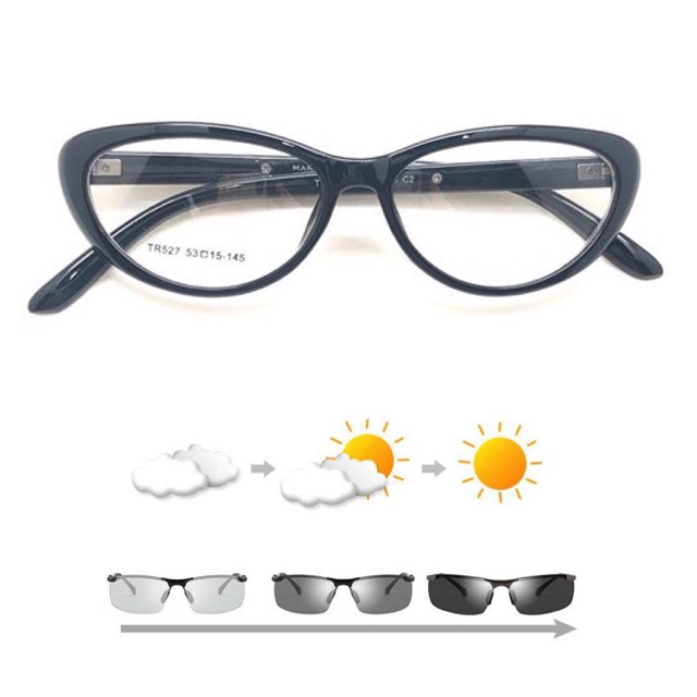 Frame kacamata wanita GRATIS photochromic 527 cateye
