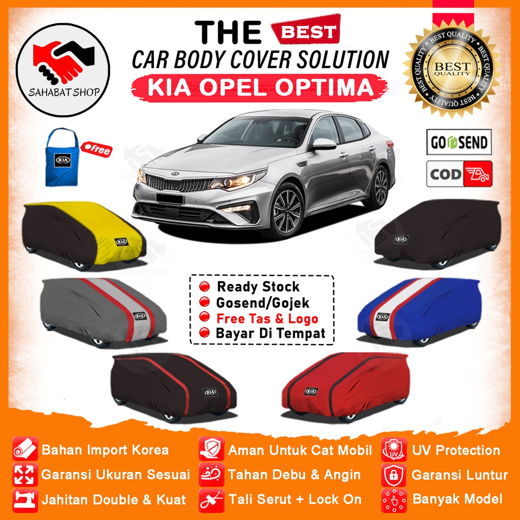 Sahabat Body Cover Mobil Opel Optima / Sarung Penutup Sedan Kia Optima Outdoor /Tutup Mantel Selimut Mantol Jas Pelindung Kerudung Kerodong Terpal Tutupan Pembungkus Mobil Anti Air Waterproof Model Orange