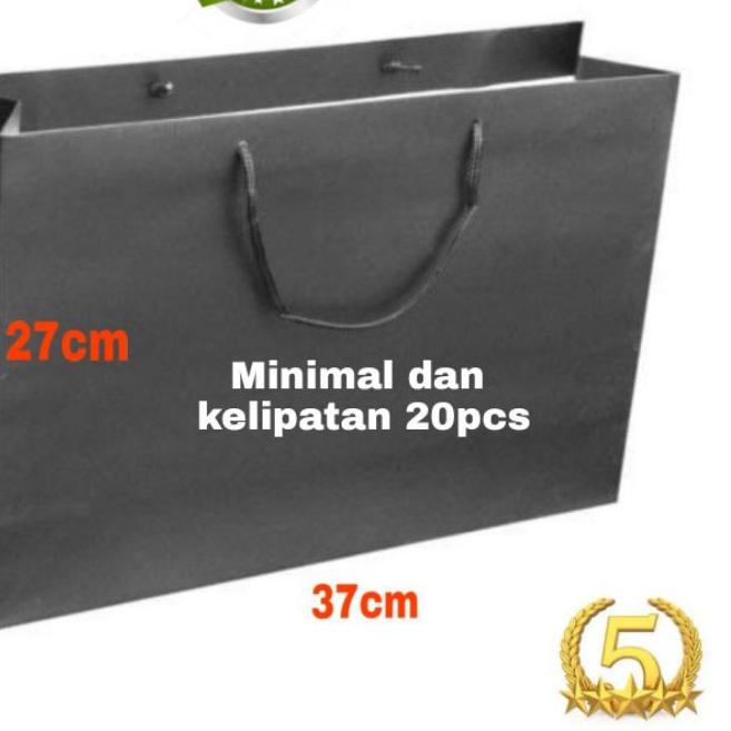

✸ isi 20pcs /37x17x27 Paperbag kraft hitam Goodie Bag Shopping bag premium ☈