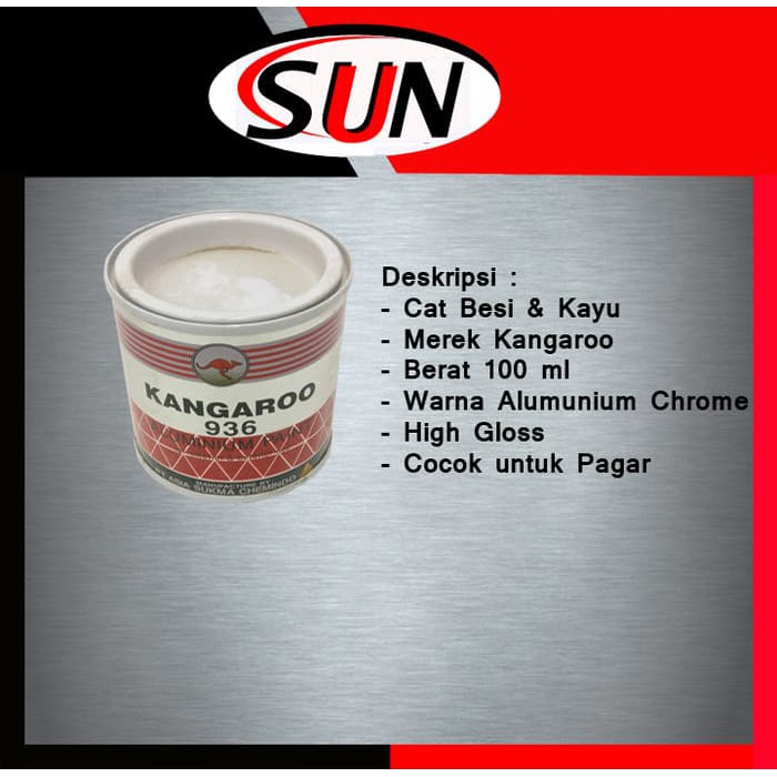 

Cat Minyak Besi Kayu Kangaroo Alumunium Chrome Kaleng Kecil 100 ml