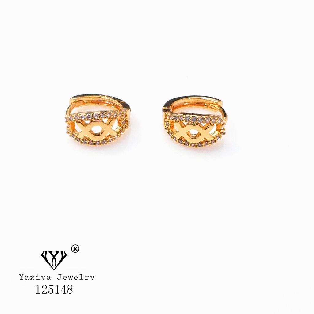 Yaxiya Anting Wanita Permata Perhiasan Lapis Emas 373-1