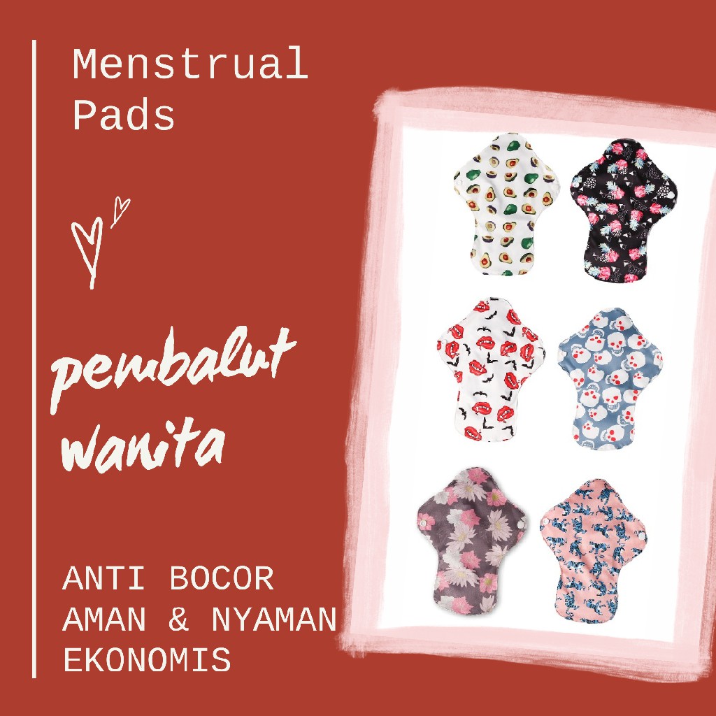 [HI] 4 PCS PEMBALUT KAIN CLOTH MENSTRUAL PADS MENSPAD WATERPROOF BAHAN BAMBOO CHARCOAL ANTI BAKTERI