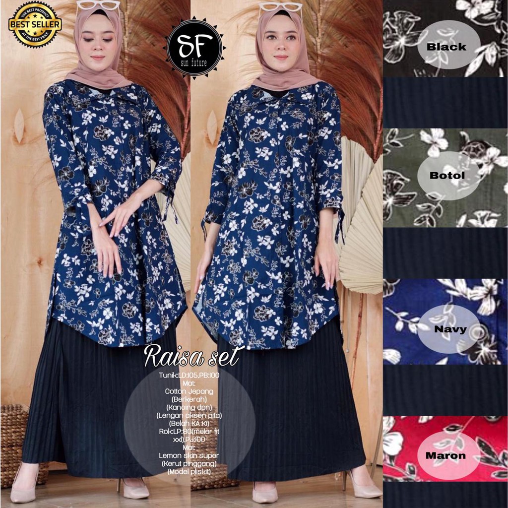 Raisa Set Tunik + Rok Plisket