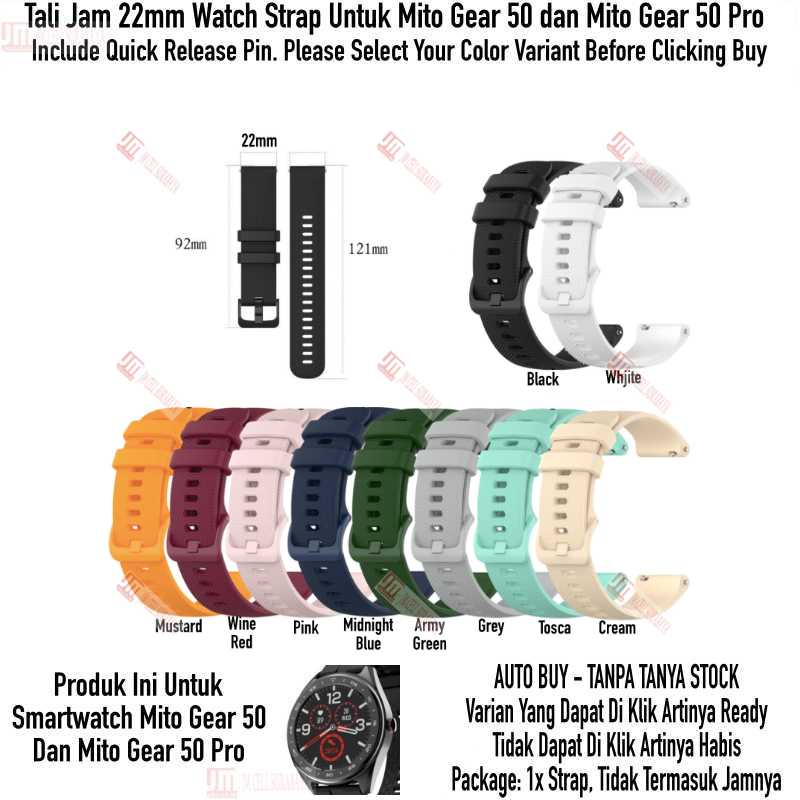 OYE Watch Strap Mito Gear 50 / Gear 50 Pro - Tali Jam 22mm Rubber Silikon