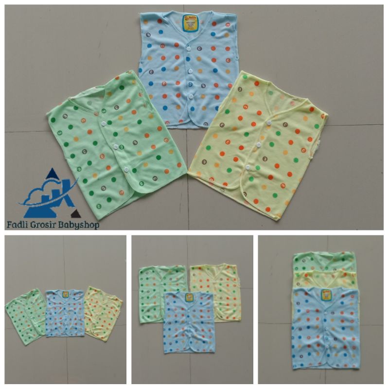 3 PCS Baju Bayi Lengan Kutung Polkadot