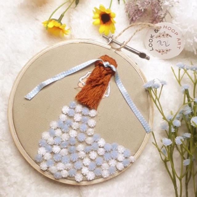 Dekorasi Dinding Hoop Art Baby Breath Girl 2nd / Hiasan Dinding Hoop Art / Embroidery Hoop Art
