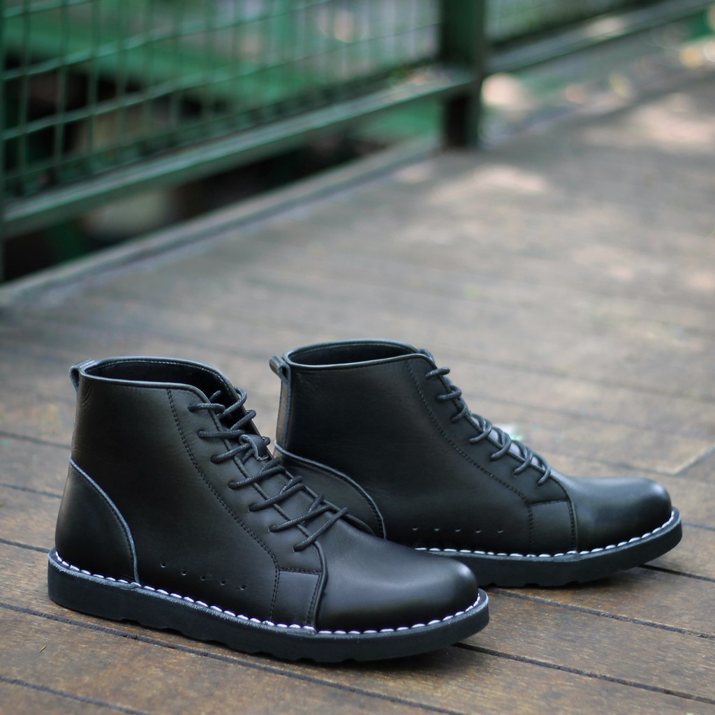 Nevada Black | Sepatu Kulit Boot Vintage Klasik Pria Cowok Original New Ori Footwear | FORIND Kenzio