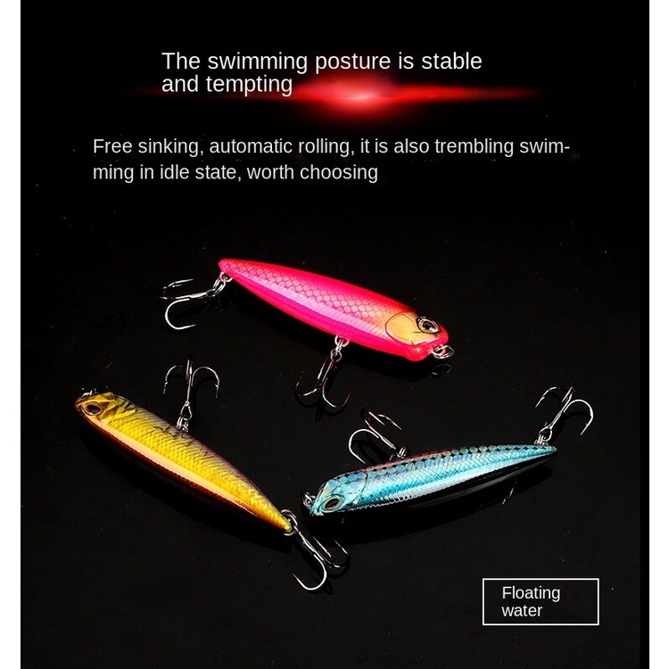 Lure Pencil Umpan Pancing Casting 6.5cm/6g Minnow PopperFloating Fishing Lure Ikan Bass Bait Wobbler Kail Tackle