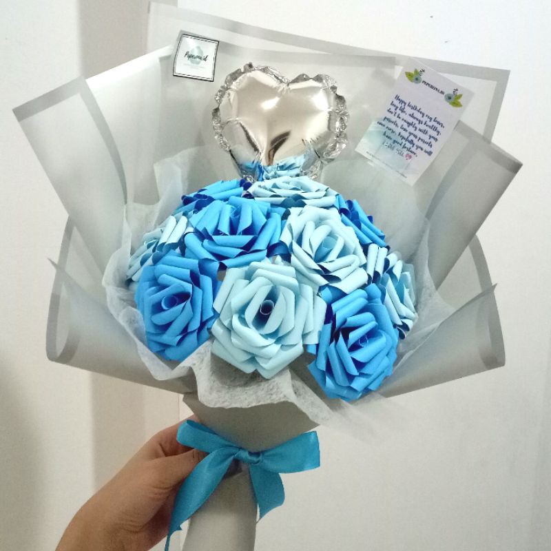 Medium Balloon Bouquet (10 stems & balloon) / paper flower / bunga kertas / buket bunga