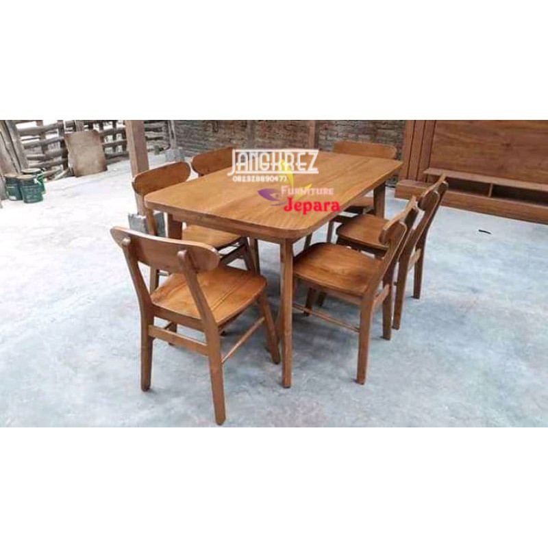 MEJA MAKAN JATI 6KURSI