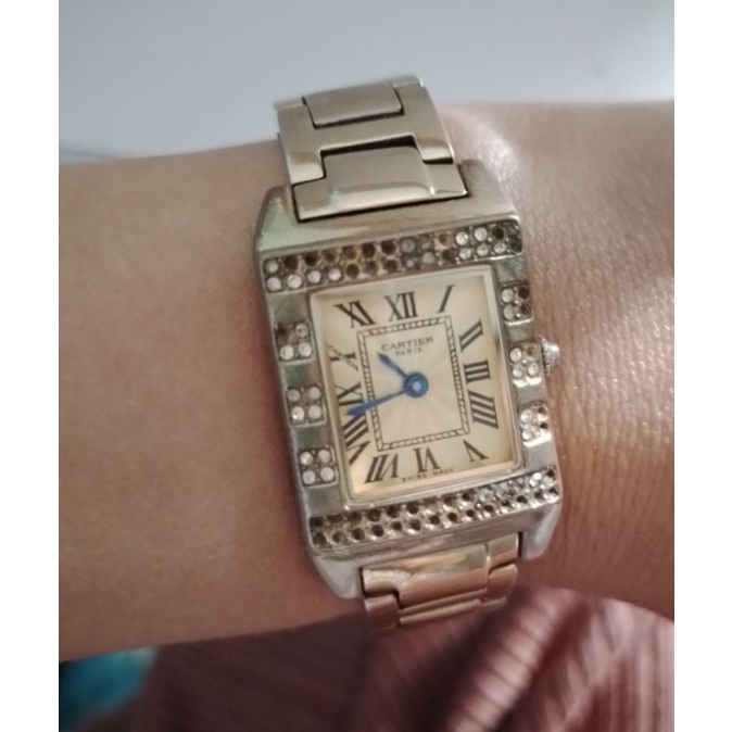 CARTIER PARIS argent  925 Plaque OR G20M jam tangan wanita preloved