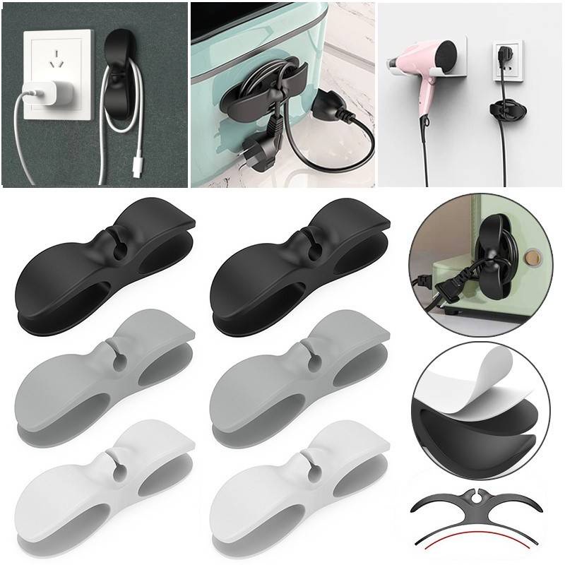 Klip Organizer Kabel Charger Multifungsi Bahan Silikon Dengan Perekat Untuk Dapur