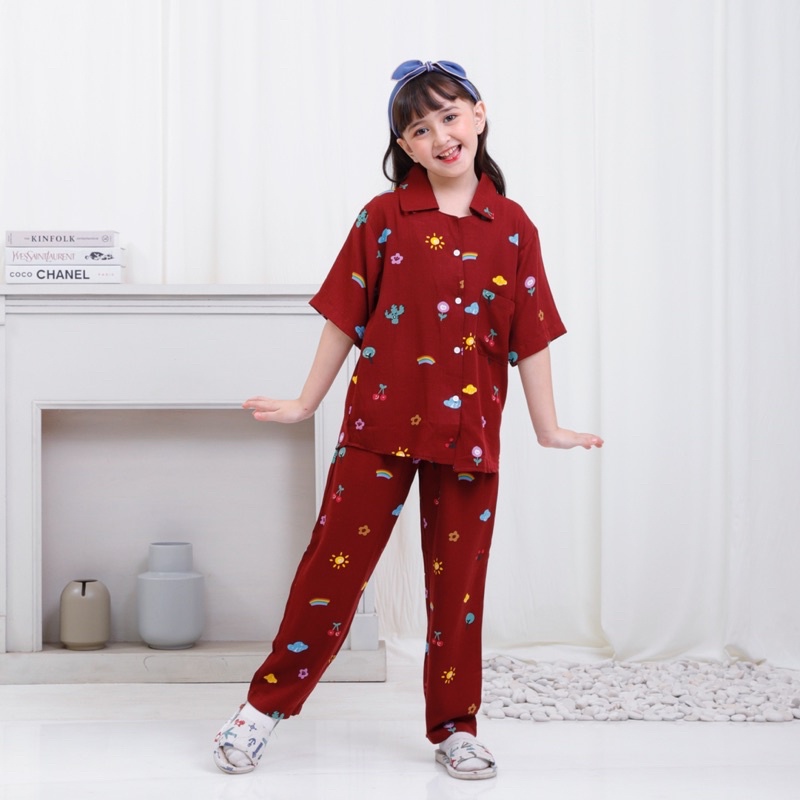 Piyama Anak 8-13th Piyama Anak Baju Tidur Anak Piyama Rayon