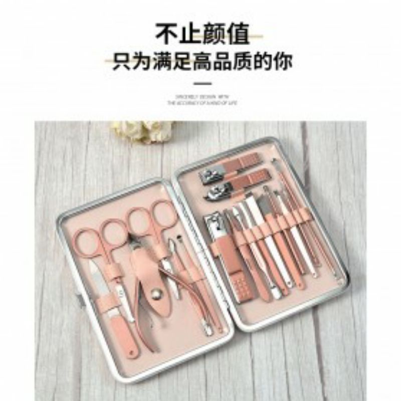 Biutte.co Gunting Kuku Nail Art Set Manicure Pedicure 15 PCS - CT02 - Pink