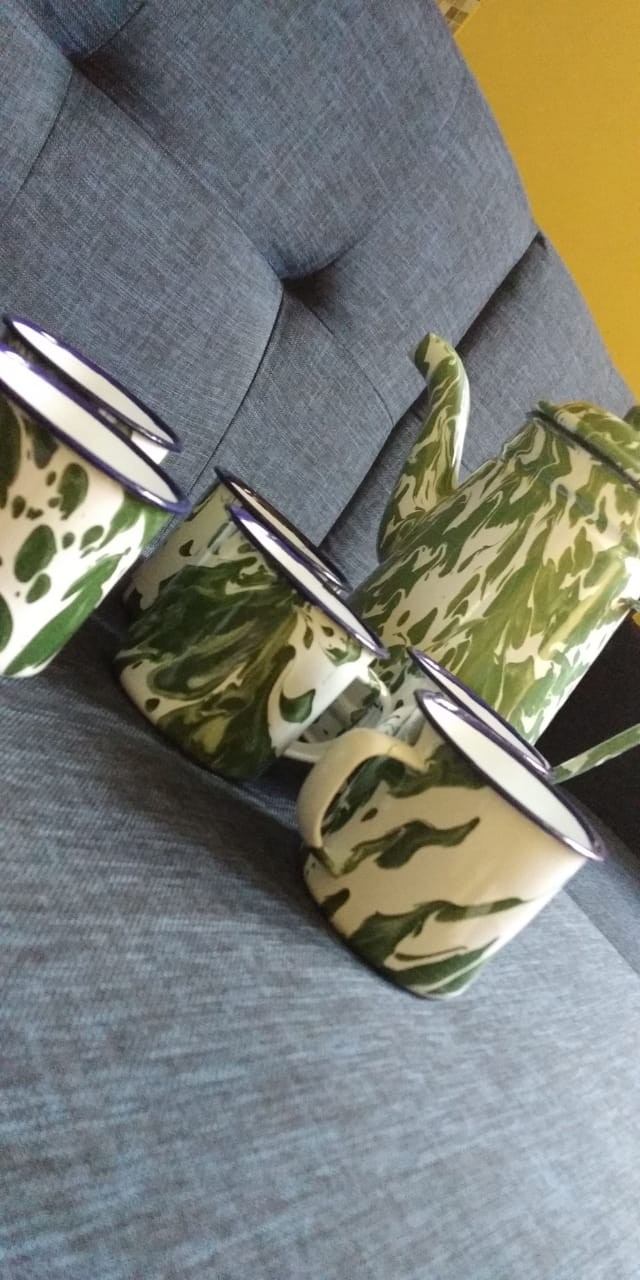 Teko Set Blirik Enamel 6 Pcs Cangkir Blirik Set Murah