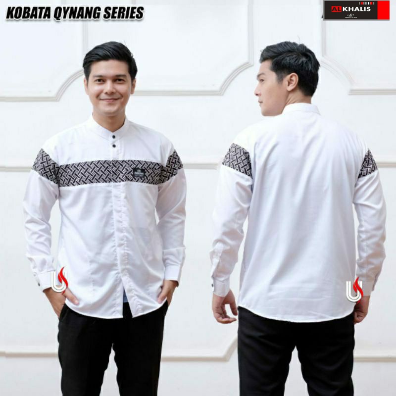 Alkhalis Baju koko Lengan Panjang Motif Batik Bata