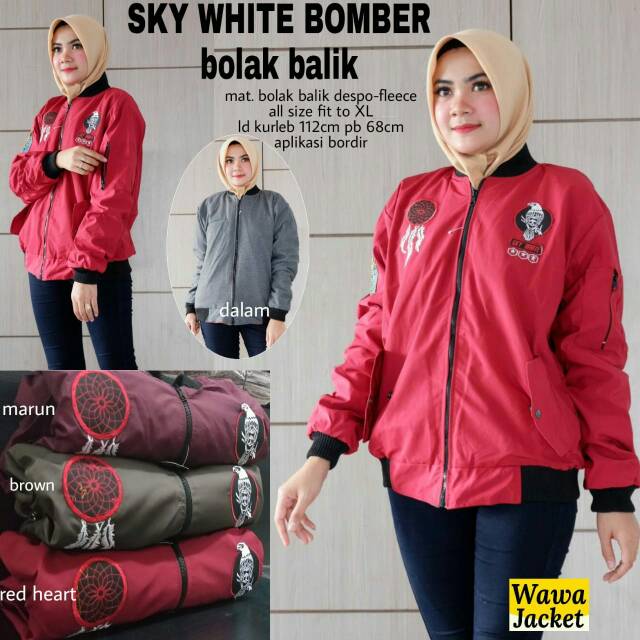 Jaket Sky White Bomber